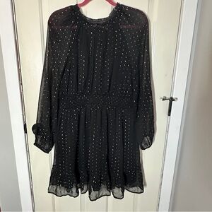 Old Navy Black Long Sleeve Dress with Silver Dots
